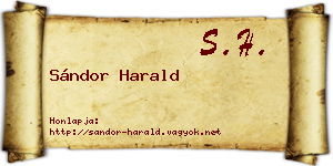 Sándor Harald névjegykártya